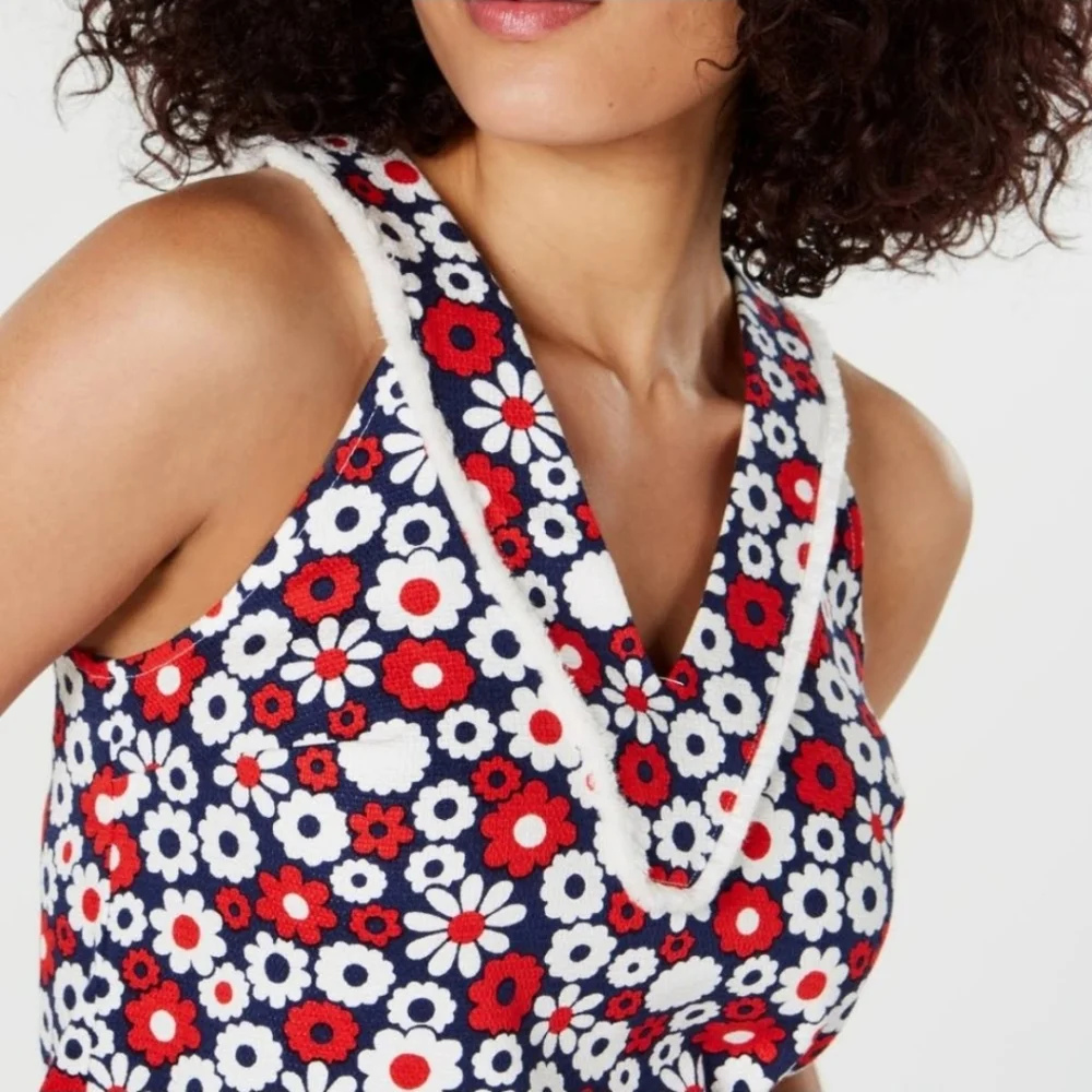 TRINA TURK The Borneo Vnevk Floral Top In Red/Wht/Blue Size 8 - Picture 3 of 13